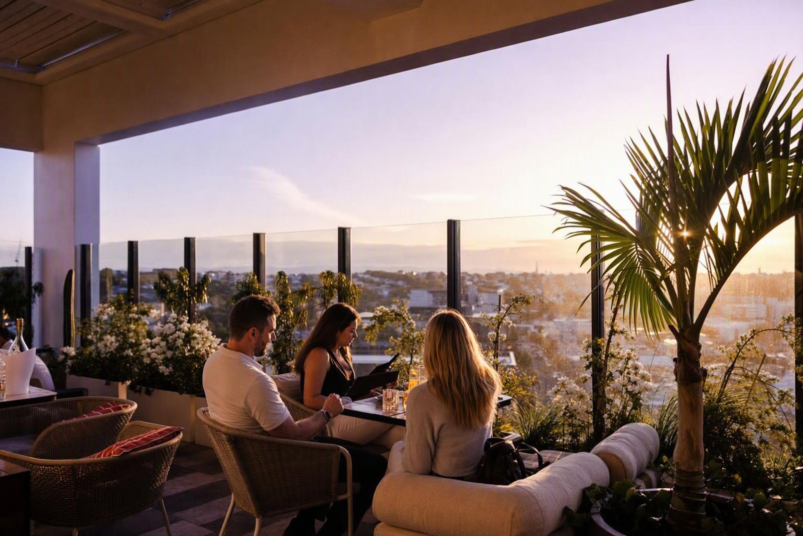 Terrace at sunset, Delivered